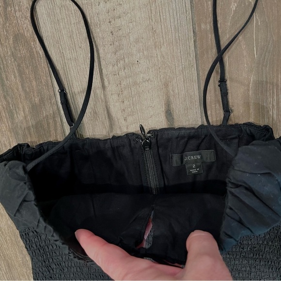 J.Crew Smocked Black Bodycon Tank Dress Sz 2 Mid Length NWOT - Picture 9 of 13